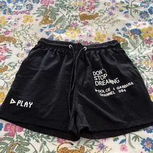 Dolce & Gabbana Black Playful Text Shorts